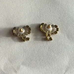 3/$20 Red & White/Clear Beaded Crystal Bow Gold Tone Drop Stud Earrings thumbnail 2