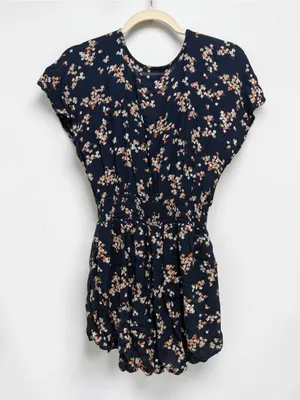 Abercrombie & Fitch Navy Floral Button Front Romper Size Medium thumbnail 2