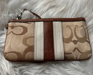 Coach Y2K brown wristlet small signature sees with the leather strip thumbnail 1