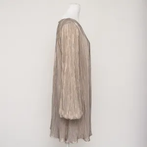 Betsy & Adam - Gold‎ Metallic Pleated Long-Sleeve Mini Dress thumbnail 5