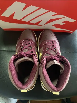Nike Dunk Plum Eclipse Women’s High-Top Sneakers in Burgundy and Pale Yellow 8.5 thumbnail 6