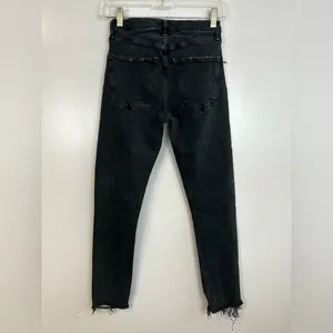 AGOLDE Toni Black Mid Rise Ankle Denim Jeans Raw Hems Size 25 thumbnail 10