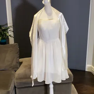 Women’s Elegant Ivory Short Prom Party Formal Dress Size S NWT **READ FLAW thumbnail 8