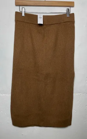NEW Gap Ribbed Stretch Midi Skirt Camel Tan Size Medium thumbnail 1