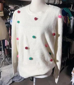 89тн + MADISON colorful balls cream white sweater plus size new thumbnail 1