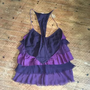 Free People purple ruffle layered strappy sleeveless 2 tank thumbnail 3