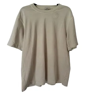 Agolde Asha Beige Short Sleeve Cotton T-Shirt Size Medium USA thumbnail 1