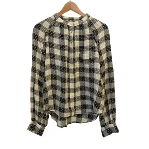 Anthropologie Pilcro Puff Sleeve Button Top M Gingham Plaid Wool Blend Cottage thumbnail 3