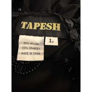 Tapesh Black Sheer Mesh Beaded Sequin Long Sleeve Bodysuit Large Vintage whimsig thumbnail 7