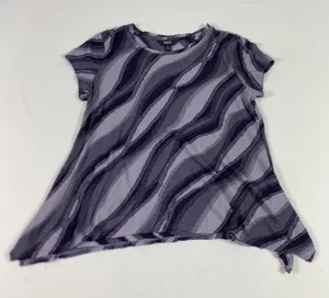 Simply Vera Vera Wang Shirt Womens Medium Purple Asymmetrical Hem Abstract‎ Top thumbnail 1