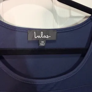 Lulus Navy Blue Sleeveless Sheath Dress with Mesh Accents Size M NWat thumbnail 3