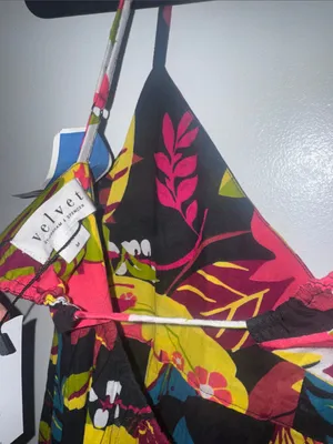 NWT Sleeveless Floral V-Neck Sundress in Black with Multicolor Print thumbnail 6