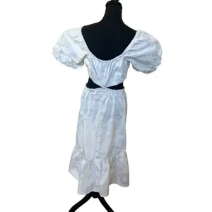 Louna White Prairie Midi Dress XL Cottagecore Cotton Cutout Vacation Party $355 thumbnail 11