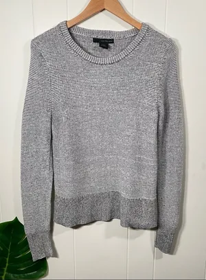 Calvin Klein Jeans Gray Marl Knit Ribbed Sweater Long Sleeves Size Medium thumbnail 1