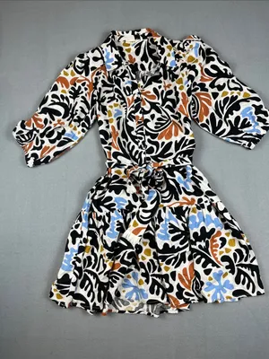 Suncoo Print Button-Front Linen Blend Dress Size: T1 (small) thumbnail 7