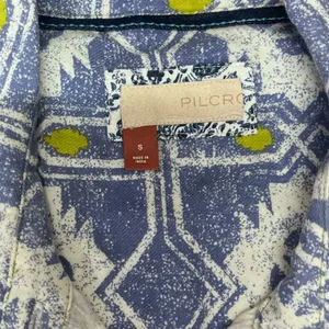 Anthropologie Pilcro Size S Blue Green Batik Long‎ Sleeve Button Up Top thumbnail 3