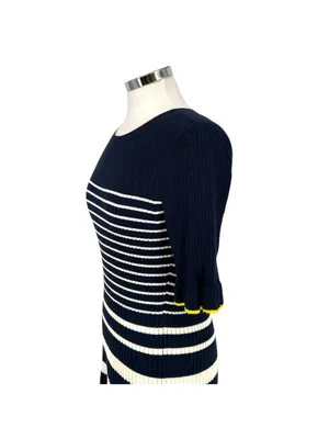 Free Assembly Nautical Striped Ribbed Knit Dress Blue White Size Medium NWT thumbnail 3