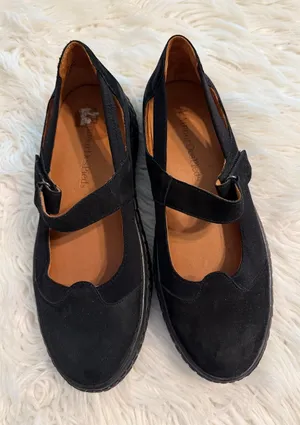 L'Amour Des Pieds Women’s Black Mary Jane Suede Flats size 8M leather upper thumbnail 1