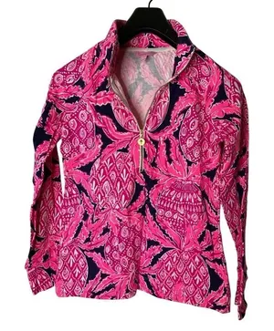 Lilly Pulitzer Skipper Popover Coco Safari pineapple print women's size XS thumbnail 1