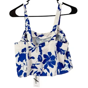 NWT Petal And Pup White Blue Floral Satin Crop Top Women’s Size Small thumbnail 3