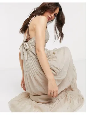 Free People Frankie Pintuck Maxi Dress Sand Women’s S Prairie Boho Western Lagen thumbnail 6