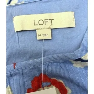 NWT LOFT Blue‎ Floral Dress 14 Smocked Waist Tiered Fit & Flare Spring Whimsical thumbnail 4