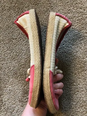 UGG Catrin Crochet Slip Ons Coral Red Pink Beige Espadrille LEATHER Flats US 8 thumbnail 11