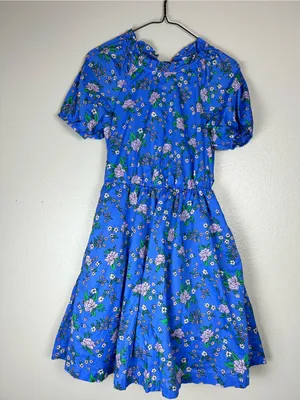 JCrew Factory Blue Floral Tie-Back Floral Dress Size 2 vacation resort wear thumbnail 3