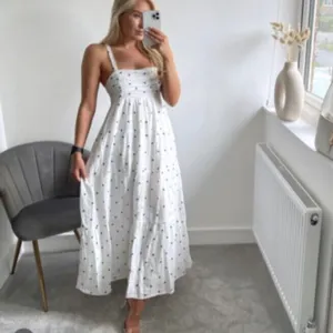 ZARA WOMAN WHITE NAVY EMBROIDERED maxi dress blog fav spring M boho cottage $98 thumbnail 3