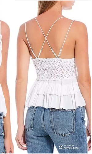Free People FP One Adella Lace Cami White XS NWT Boho Bralette Tank Top $68 thumbnail 1