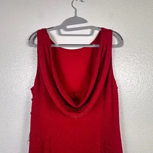 Adrianna‎ Papell Metallic Knit Cowl Back Gown True Red Womens 14 NWT thumbnail 4