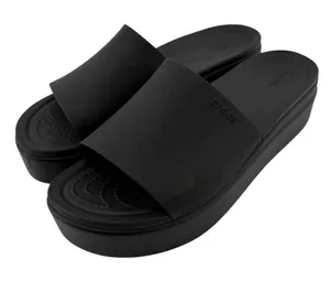 Crocs Brooklyn Slide Low Wedge Sandal Black Women 11 Platform Y2K Slip On Chunky thumbnail 1