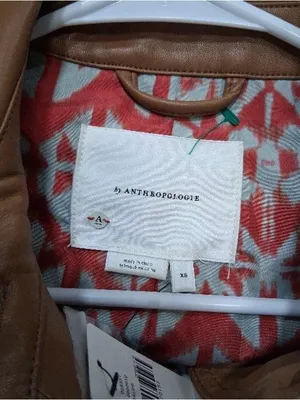 NEW Anthropologie Katy cropped vegan leather button jacket camel brown coat Xs thumbnail 4