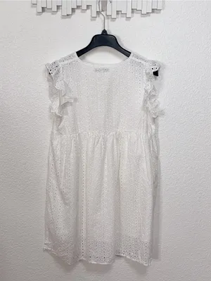 Miss Sparkling White Eyelet Embroidered Ruffle Sleeve Babydoll Mini Dress thumbnail 7
