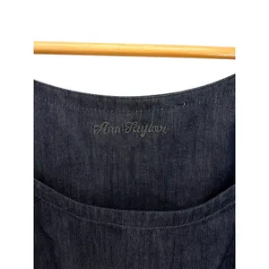 Ann Taylor Womens 12 Dark Wash Denim Belted Sheath Dress Gold Zip Pockets 228683 thumbnail 3