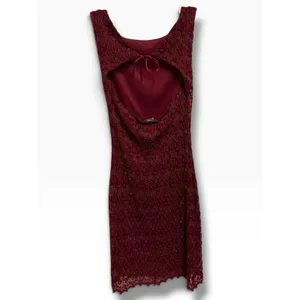 Gossip Y2K Dress M Burgundy Metallic Lace Open Back Mini Cocktail Party Retro thumbnail 3