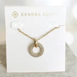 Kendra Scott Mikki Pave Pendant Necklace is a gold-toned necklace thumbnail 6