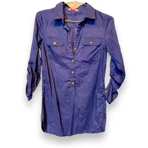 Lilly Pulitzer Navy Blue Button Front Shirt Dress Tunic Size XXS thumbnail 2