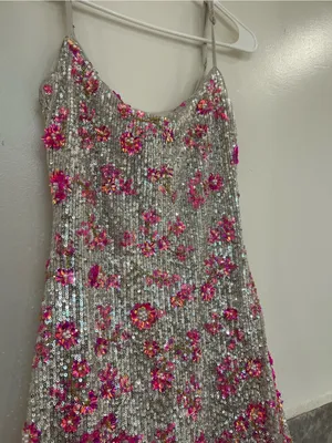 Lovers and Friends Maria Sequin Mini Dress in Silver And Pink | SIZE XS thumbnail 6
