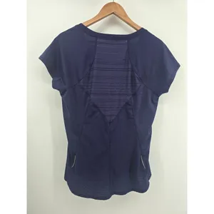 prAna Top Womens L V-Neck Short Sleeve Blue Perforated Mesh Back EUC thumbnail 3