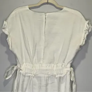 🍁 Zara Ruffle V-neck Mini Dress‎ Cinched Waist Ties White Small thumbnail 9
