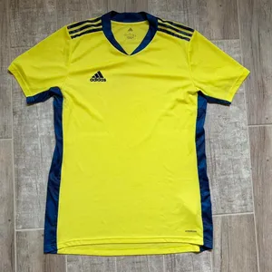 Adidas Men’s Yellow Soccer Jersey Athletic Shirt thumbnail 1