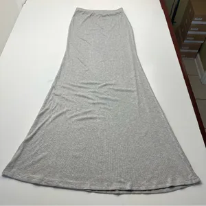 Riot Swim Lounge Ribbed Maxi Skirt Womens Size‎ Large Grey Gray Stretch Long thumbnail 1