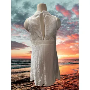 NWOT Miami Women's Size Small White Stretch Sweetheart Mini Dress White Lined thumbnail 4
