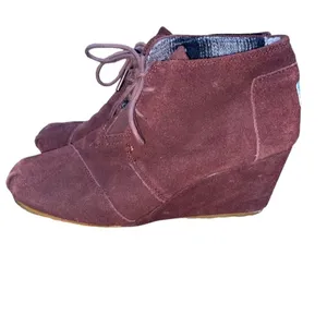 Tom’s lace up wedge ankle booties brown size 8 1/2 thumbnail 4