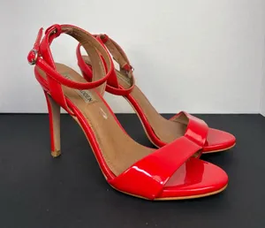 Steve Madden Red Patent Stiletto Ankle-Strap Sandals thumbnail 1