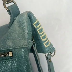 Lucky Brand Teal Leather Foldover Crossbody Hobo Bag Boho Fringe Distressed thumbnail 10