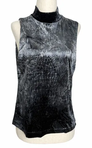 Judy Knapp Vintage Crushed Velvet Mockneck Tank Top Dark Sleeveless thumbnail 1