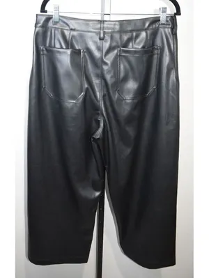 CeCe Black Faux Leather Wide Leg Pants Size L thumbnail 3
