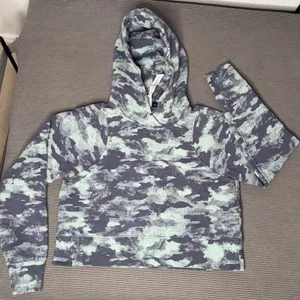 Lululemon Loungeful Cropped Hoodie Women 6 Heritage Camo Blue Fleece LW3FPWS thumbnail 7